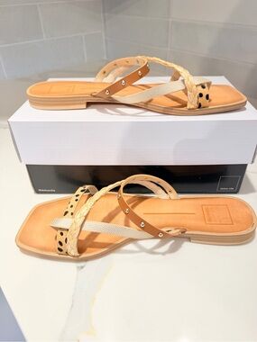 Dolce Vita Isa Sandal Women Size 9.5 Leopard Braid Leather Open Toe Boho Flat